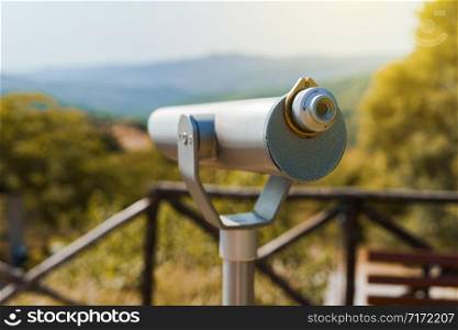 Monocular telescope binoculars at the Aristotle&rsquo;s park at Stagira Greece