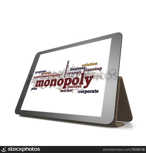 Monopoly word cloud on tablet image with hi-res rendered artwork that could be used for any graphic design.. Monopoly word cloud on tablet