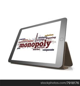 Monopoly word cloud on tablet image with hi-res rendered artwork that could be used for any graphic design.. Monopoly word cloud on tablet