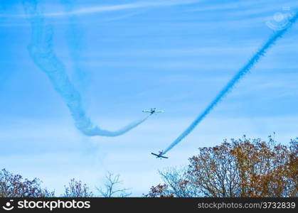 Monroe, NC - Nov 9 2013 - action in the sky during an airshow-warbirds over monroe