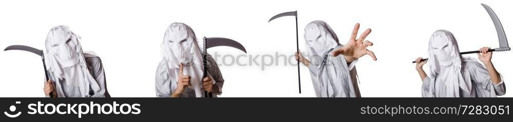 Monster with scythe in halloween concept 