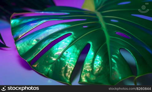 Monstera leaf background. Illustration AI Generative 