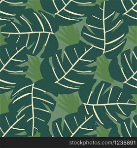 Monstera leaves seamless pattern. Tropical pattern, botanical leaf wallpaper. Abstract philodendron plant backdrop. Exotic design for fabric, textile print, wrapping paper. Vector illustration. Monstera leaves seamless pattern. Tropical pattern, botanical leaf wallpaper.