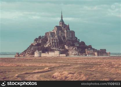 Mont Saint Michel monastery abbey on the island in Normandy, Northern France