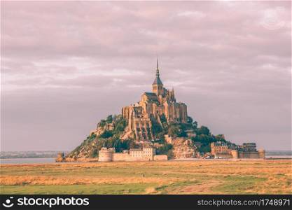 Mont Saint Michel monastery abbey on the island in Normandy, Northern France