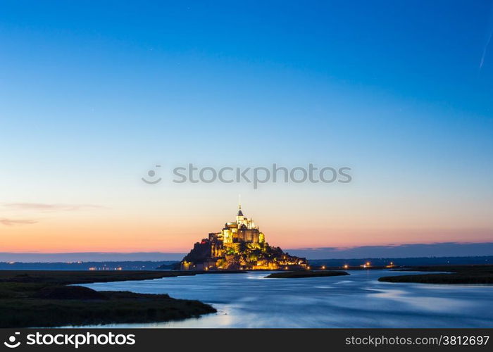 Mont Saint Michele at dusk France