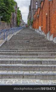 Montagne de Bueren, 374-step staircase in Liege, Belgium. Montagne de Bueren, Liege, Belgium