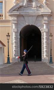 MONTE CARLO, MONACO - NOVEMBER 2, 2014: Guard of honor at residence of Prince of Monaco.