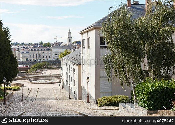 Montee Saint-Maurice street with steps in Angers city, France