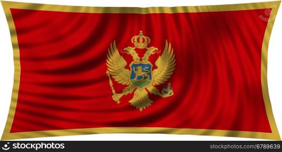 Montenegrin national official flag. Patriotic symbol, banner, element, background. Correct colors. Flag of Montenegro waving, isolated on white, 3d illustration