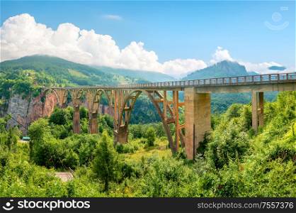 Montenegro. Dzhurdzhevich Bridge Over The River Tara. Bridge Over Tara
