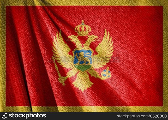 Montenegro flag on towel surface illustration with, country symbol