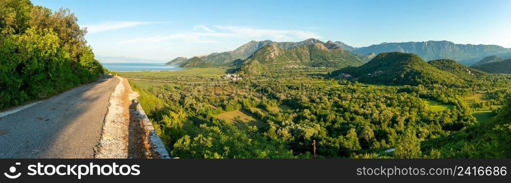 Montenegro, panorama mountains and of sunset sky over world famous tara river. Canyon near city Zabljak. Panorama mountains in Montenegro