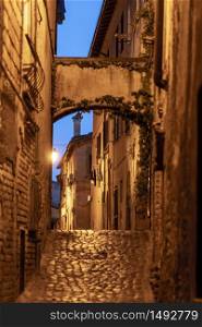 Monterotondo, Rome, Lazio, Italy: old typical street by night