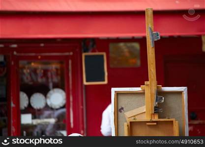Montmartre painters place du Tertre canvas and tools in France