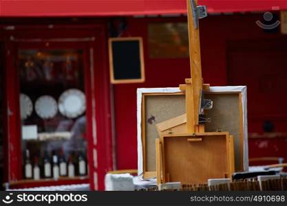 Montmartre painters place du Tertre canvas and tools in France