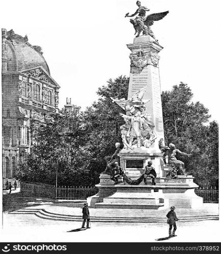 Monument Gambetta, vintage engraved illustration. Paris - Auguste VITU ? 1890.