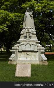Monument in a garden, Nuestra Senora Del Carmen De Cuyo, Patrona Del Ejercito, Plaza Aguero, Buenos Aires, Argentina