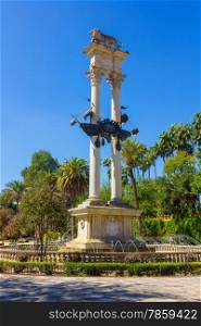 Monument in Catalina Rivera Gardens in the city of Seville, Spain