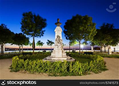Monument in the garden in Evora, Portugal