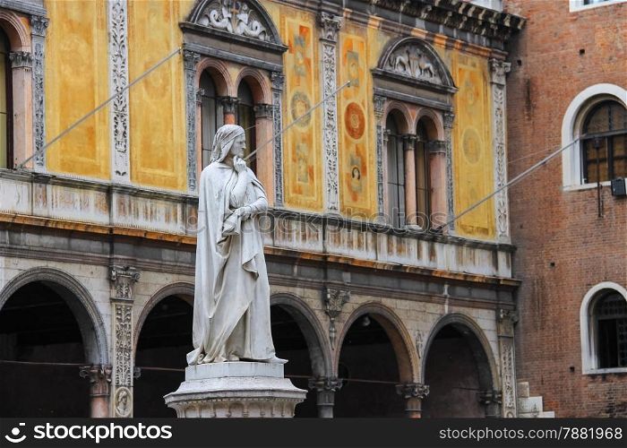 Monument of Dante Alighieri on the Piazza della Signoria in Verona, Italy