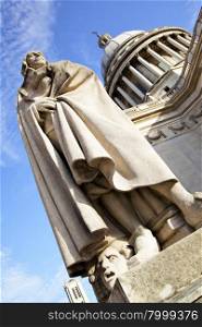 Monument of french dramatist Pierre Corneille (1606-1684) near Pantheon in Paris, France
