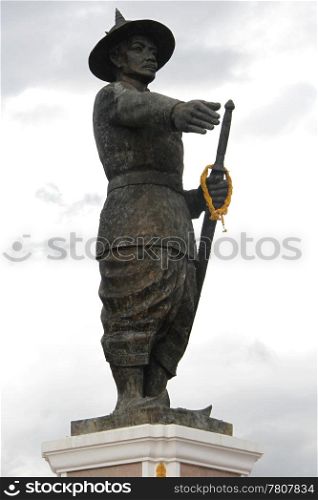 Monument of king Sisavangvong near Mekong in Vientian, Laos
