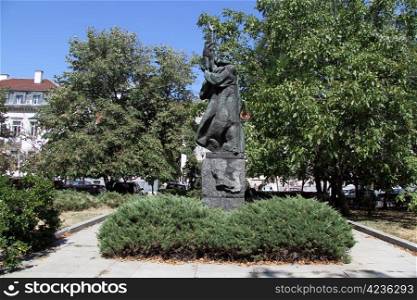 Monument of monk in park in Sophia, Bulgaria