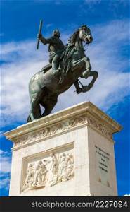 Monument of Philip IV of Spain in Plaza de Oriente in Madrid, Spain