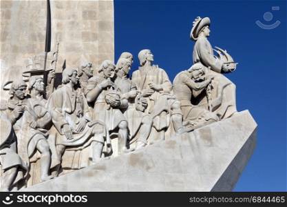 Monument of the Discoveries, Lisbon, Portugal - a monument on the northern bank of the Tagus River estuary, in the civil parish of Santa Maria de Belem. Located along the river where ships departed to explore and trade with India and Orient, the monument celebrates the Portuguese Age of Discovery during the 15th and 16th centuries.