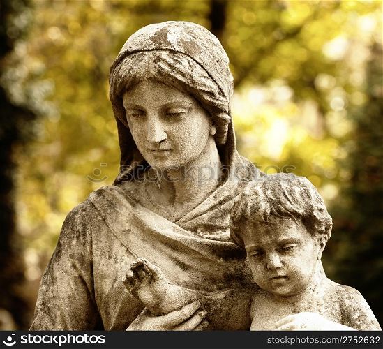 Monument of the woman with the child on a cemetery. Since its creation in 1787 Lychakiv Cemetery Lvov, Ukraine