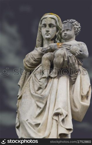 Monument of the woman with the child on a cemetery. Since its creation in 1787 Lychakiv Cemetery Lvov, Ukraine