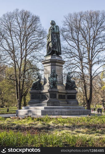 Monument to Carl Linnaeus to the Swedish naturalist, botanist, zoologist, mineralogist and physician. Stockholm. Sweden