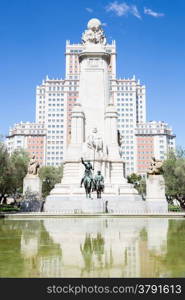 Monument to Cervantes, Don Quixote and Sancho Panza at Plaza Espana Madrid Spain