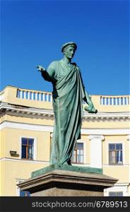 Monument to Duke de Richelieu, mayor of Odessa. First monument in Odessa, opened in 1828. Odessa, Ukraine.