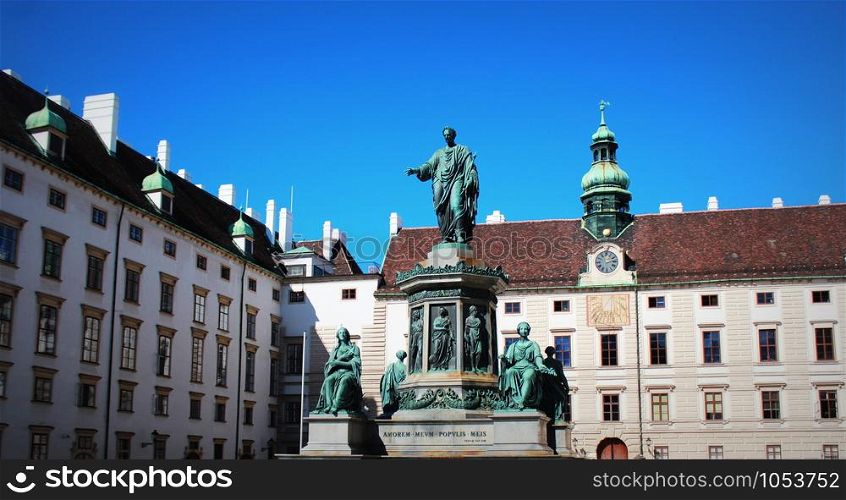 Monument to Emperor Franz I at the Hofburg Palace in Vienna. Austria.