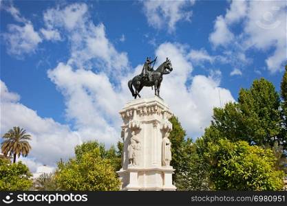 Monument to King Saint Ferdinand at New Square (Spanish: Plaza Nueva) in Seville, Spain.
