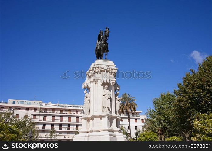 Monument to King Saint Ferdinand on New Square (Spanish: Plaza Nueva) in Seville, Spain.