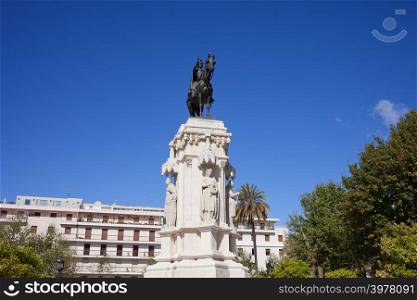 Monument to King Saint Ferdinand on New Square (Spanish: Plaza Nueva) in Seville, Spain.