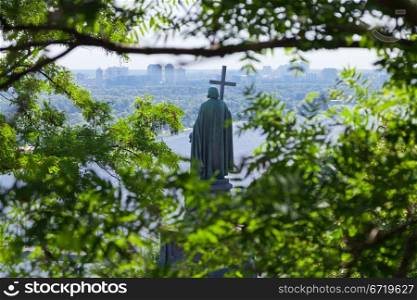 Monument to Prince Vladimir, the Baptist of Russia, at the park of Vladimirskaya Gorka, Kiev, Ukraine