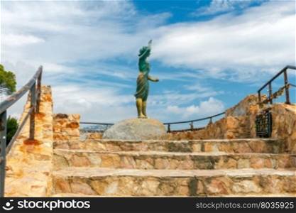 Monument to sailor&amp;#39;s wife in the town of Lloret de Mar. Spain