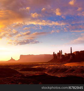 Monument Valley Totem Pole sunrise at national Park Utah