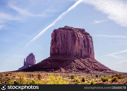 Monument valley under the blue sky