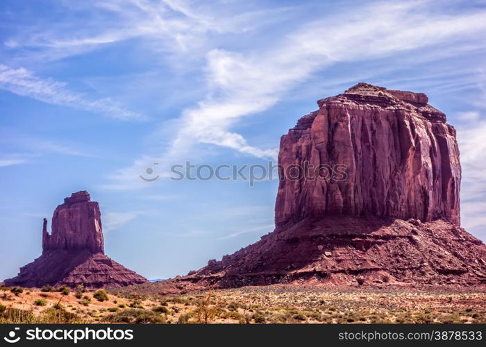 Monument valley under the blue sky