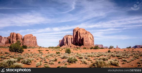 Monument valley under the blue sky