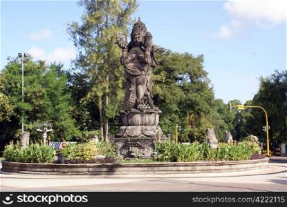 Monument Vishnu on the circle in Denpasar, Bali, Indonesia