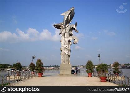 Monument with big fish in Chaudok in Vietnam