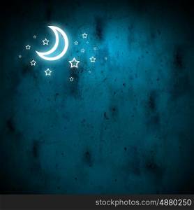 Moon and stars. Background image with moon on dark backdrop