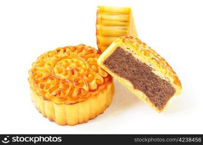 Moon cake on a white background