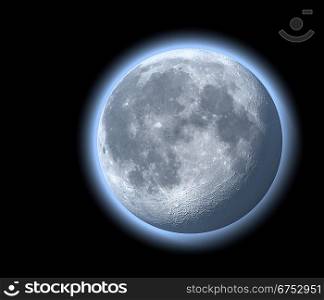 Moon, isolated over black